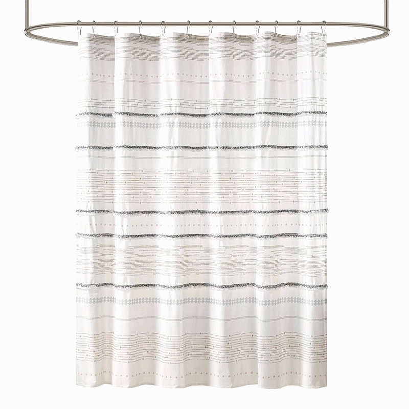 Cotton Printed Shower Curtain With Trims