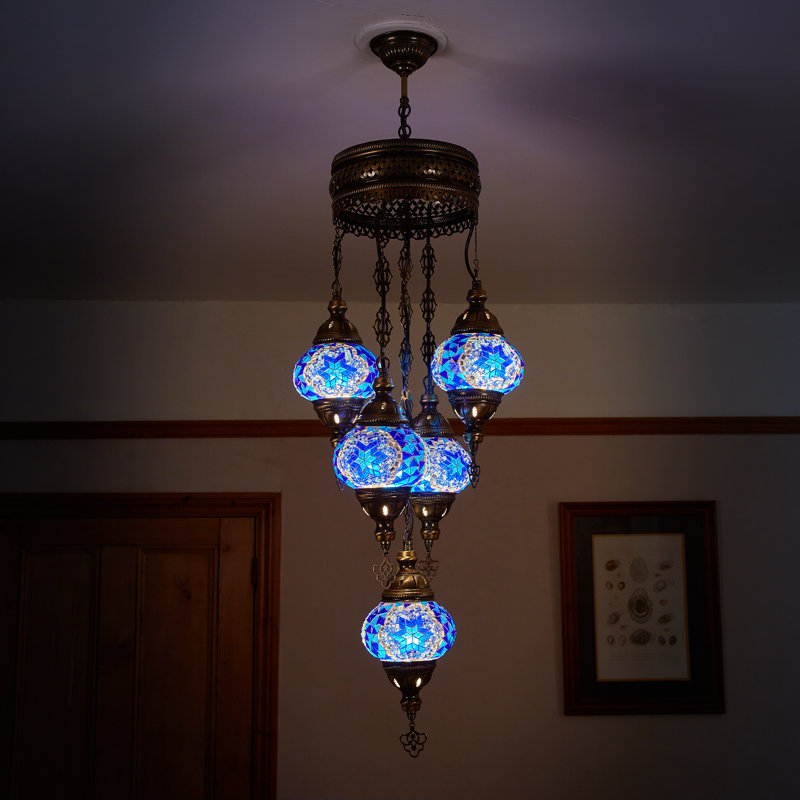 Karlie 5 - Light Bronze Cluster Pendant, Blue