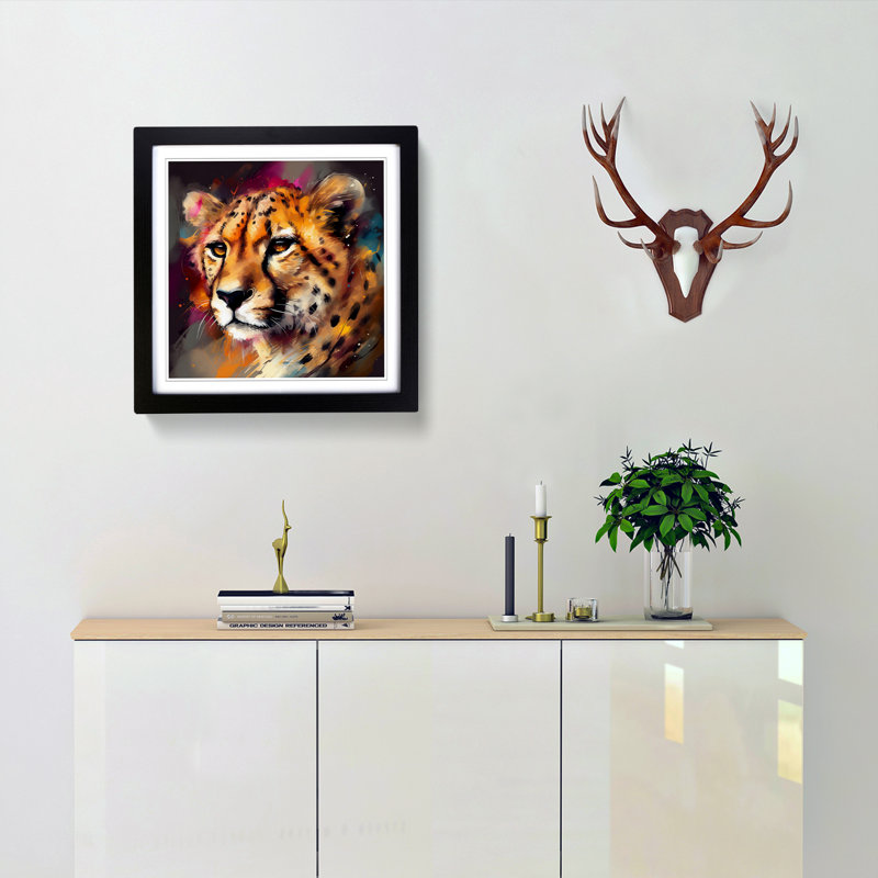 Cheetah Abstract Art - Framed Print, Black