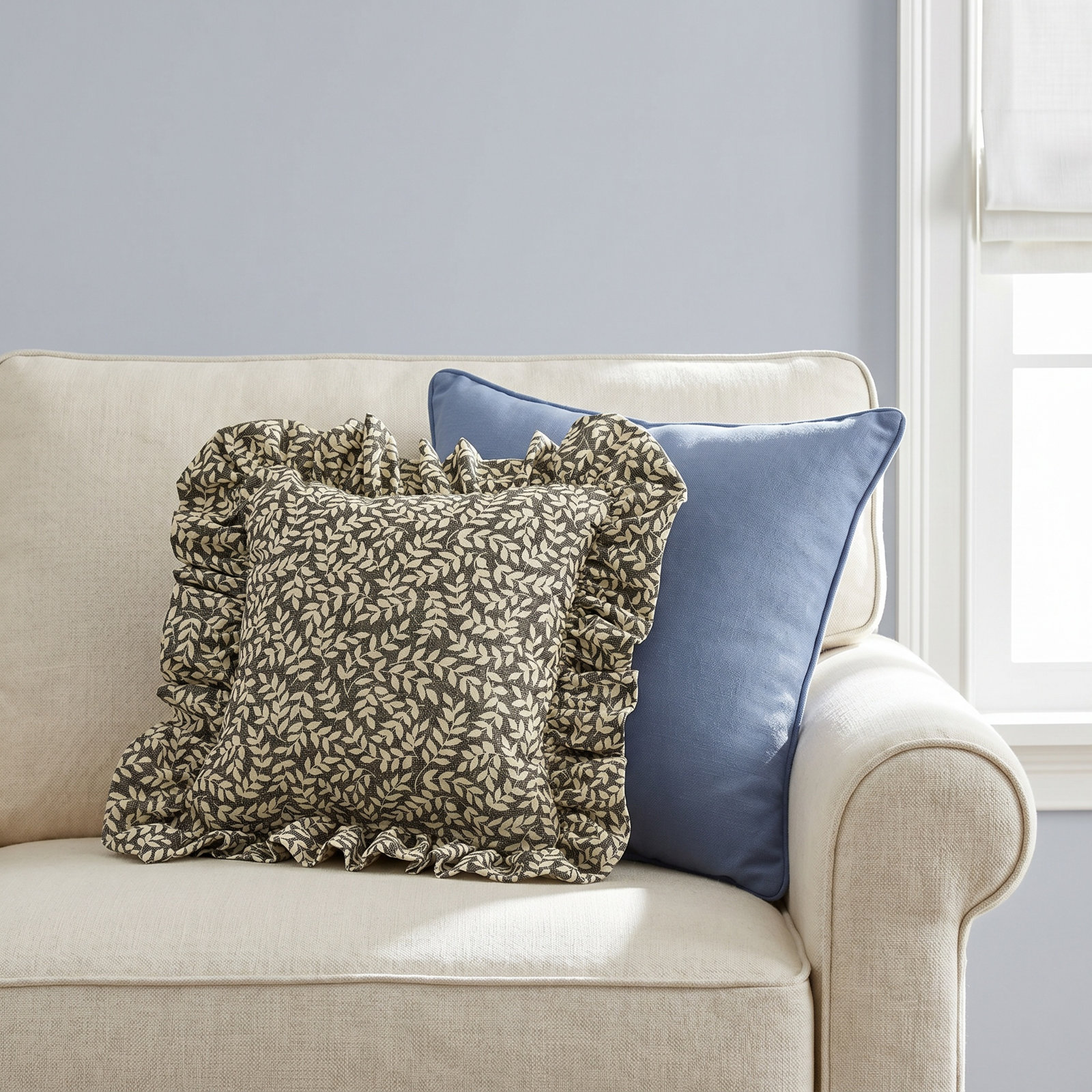 Zekia 14" x 14" Cotton Throw Pillow, Dark Blue