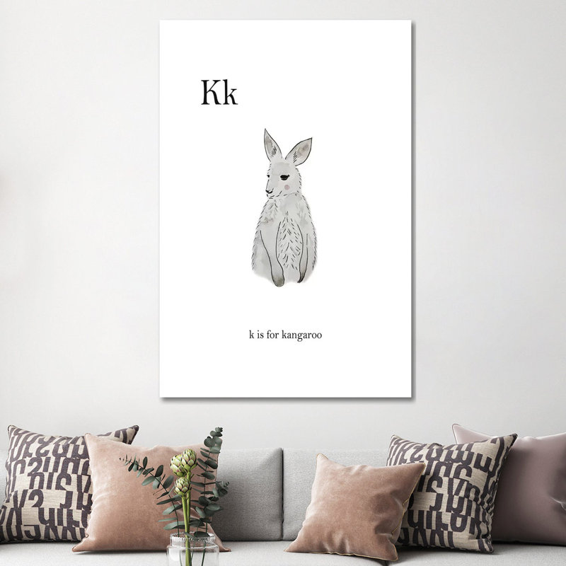K Is For Kangaroo by Leah Straatsma - Wrapped Canvas Print, 152.5 cm H x 101.5 cm W