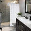 Rideau de douche à volants avec motif floral texturé - Décoration de salle de bain en polyester de style campagnard rétro-1656227820-1656227826