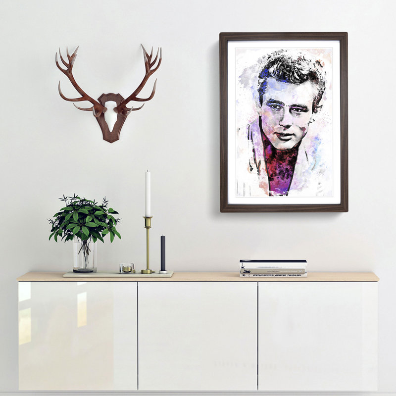 James Dean in Abstract - Framed Print, 87cm H x 62cm W x 2cm D, Walnut Framed