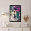 Art mural sur toile mauve, porte verte et pots bleus-1747934490