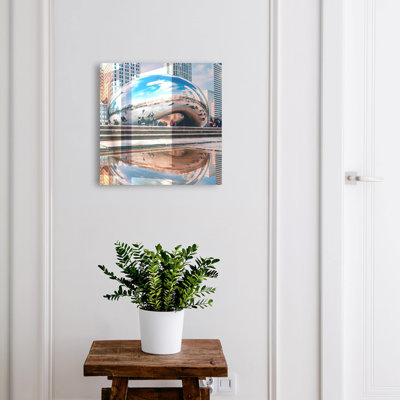Wall mounted key box, Opens to the right, 30x30x5, Black, A mirrored urban sculpture reflecting the city, 