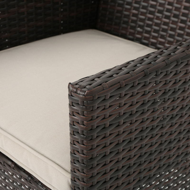 Chaise de salle à manger d'extérieur avec coussins Eades, Brun