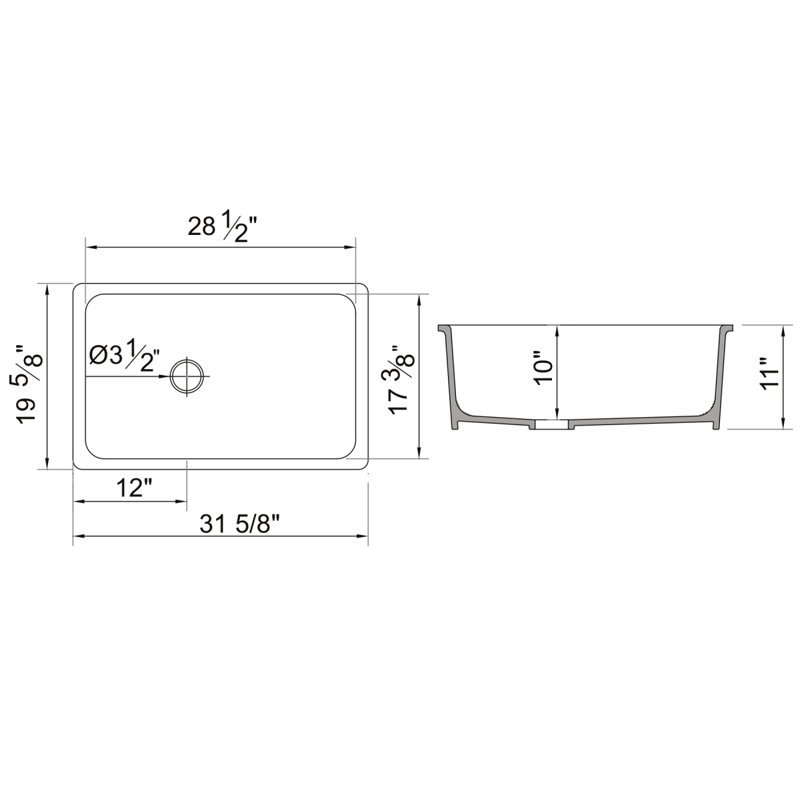Allia™ 32" Fireclay Single Bowl Undermount Kitchen Sink, Matte Black