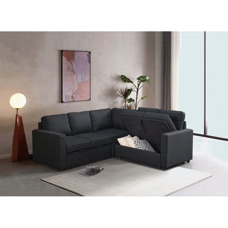 Sectional Sofa Bed, Black