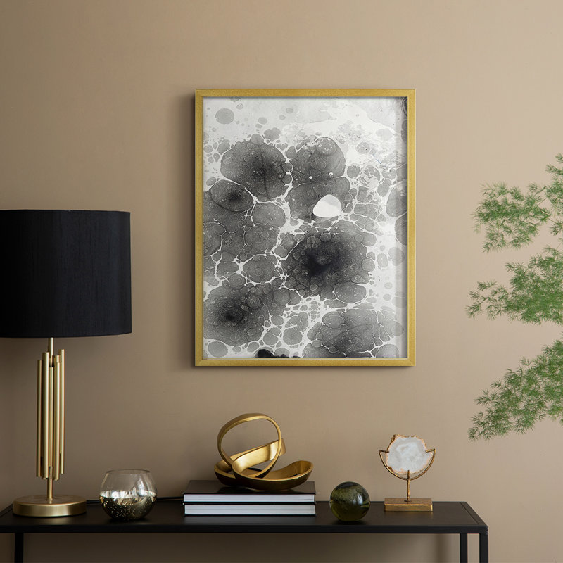 Marbling I Framed Print - Solid Wood, 30" H x 24" W, Gold
