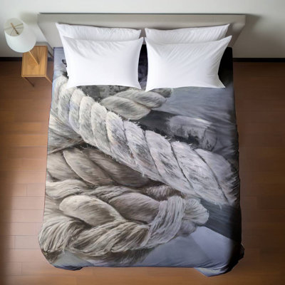 Twisted Boat Rope Beige Marine Queen Duvet Cover | Home Decor