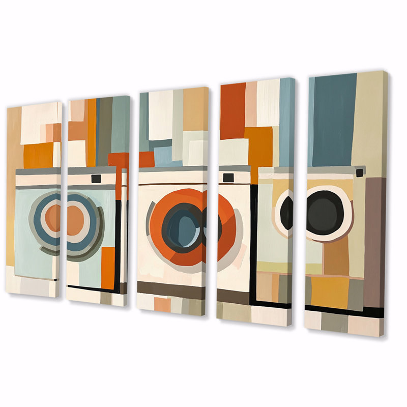 Orange Laundry Lines II - Ensemble d'art mural, H 28 po x l 60 po