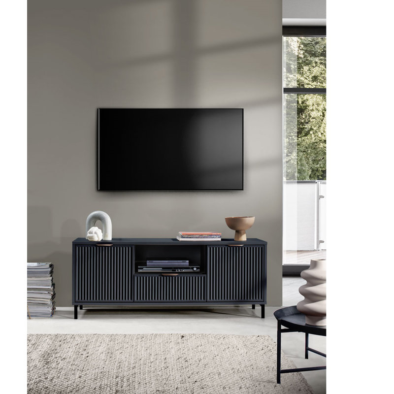 Hette Unfinished TV Stand for TVs up to 50" with Fireplace Included, Indigo
