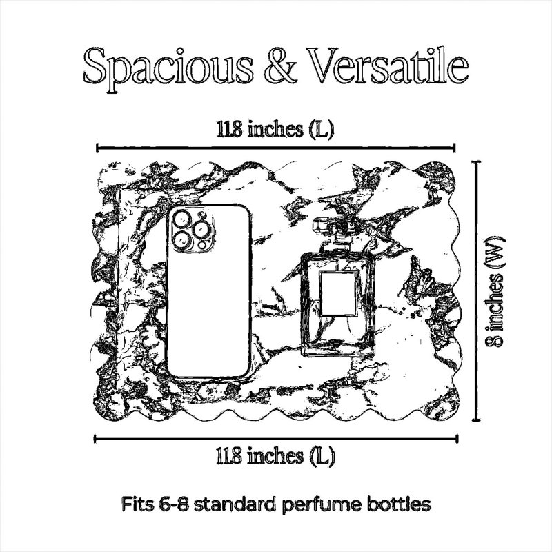 Plateau de toilette en marbre Calacatta Viola véritable, bord festonné, antidérapant et cannelé, idéal pour la salle de bain et la cuisine. Organisateur moderne en pierre organique pour bijoux, clés, parfums et objets décoratifs.