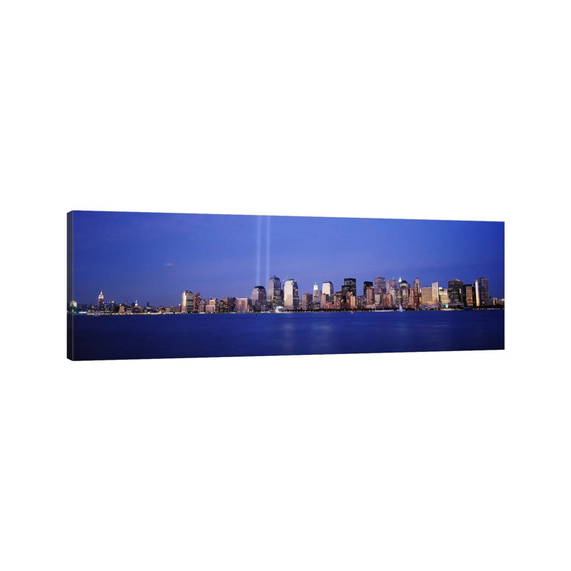 Tribute in Light, World Trade Center, Lower Manhattan, Manhattan 1 Piece Wrapped Canvas Panoramic Wall Art