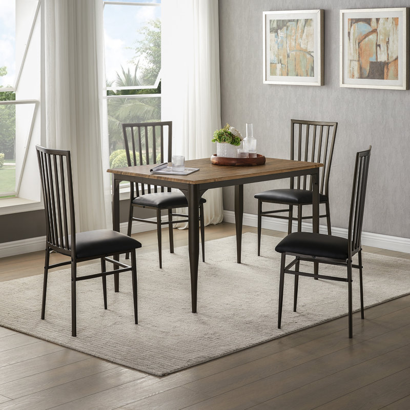 48" Rectangular Dining Table, Heavy Duty Metal Frame with Wood Top