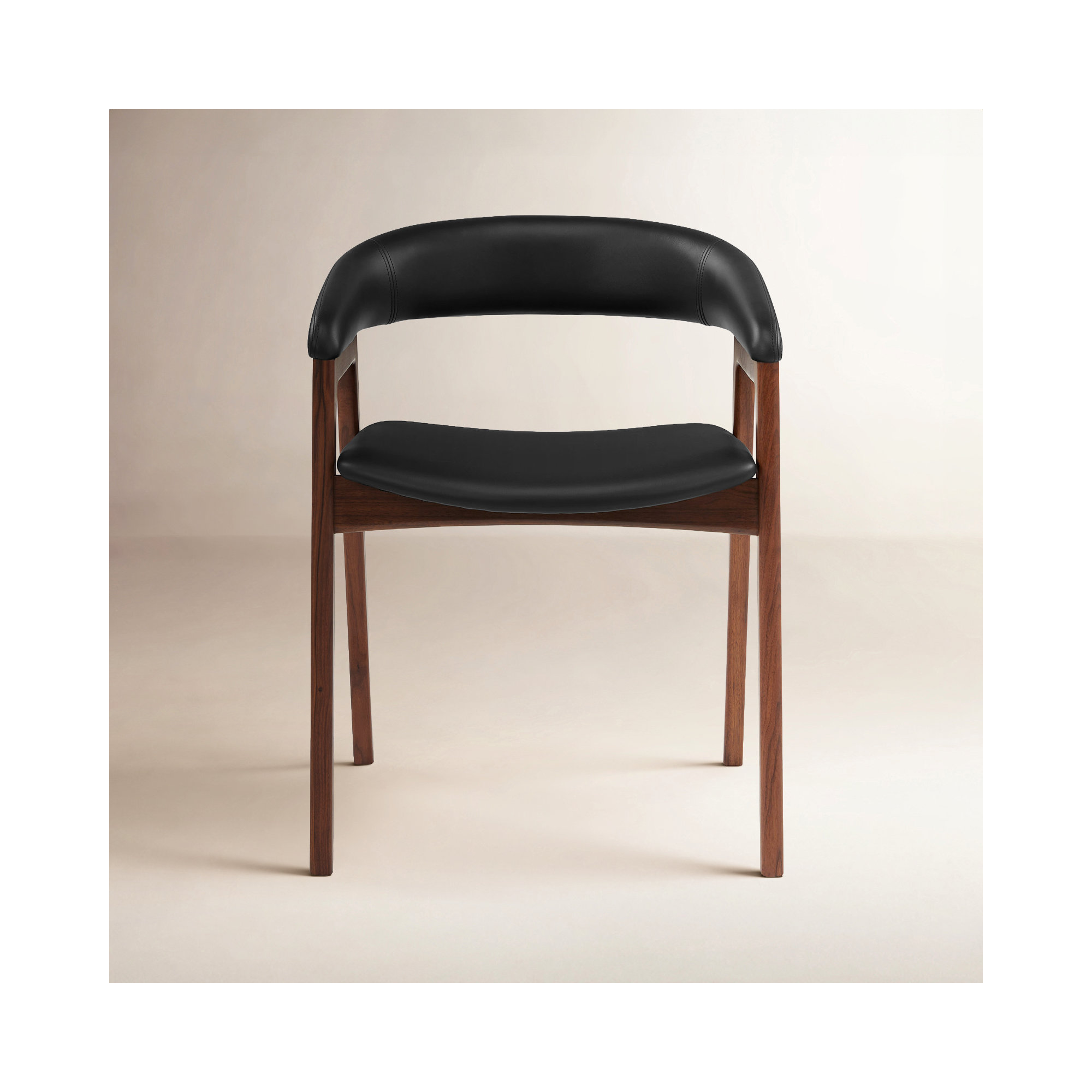 Mads Leather Arm Chair, Walnut, Black
