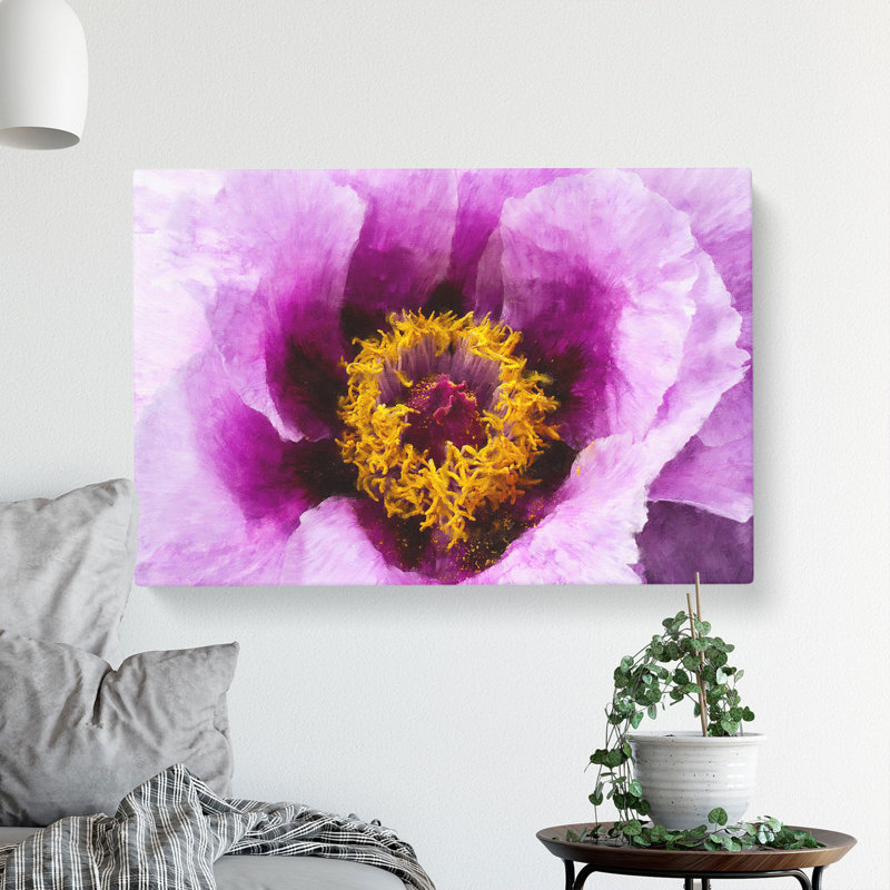 Purple Peony Flower Vol.1 - Wrapped Canvas Painting, 50cm H x 76cm W x 3cm D