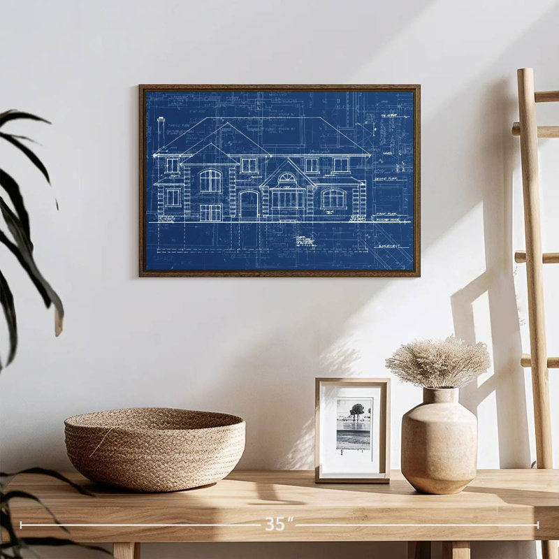 Plan de maison, 19 po x 13 po, Cadre flottant noyer