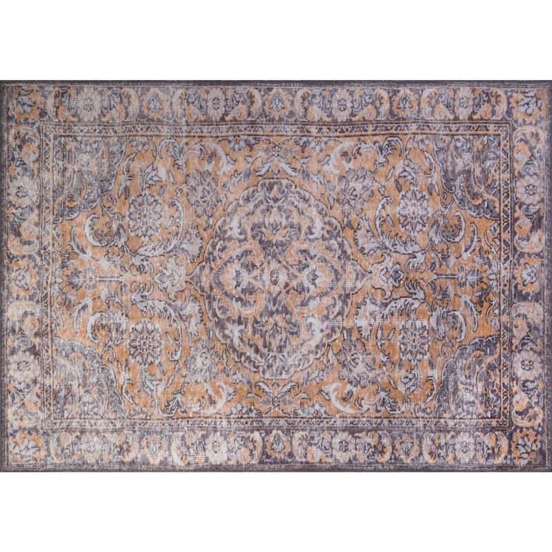 Tapis luxueux lavable à la machine, 4,9 x 7,5 pieds, 100% polyester, 1850 g / m², hauteur des poils: 0,2 pouce | Envers écologique en polyester recyclé | Parfait pour le salon et la chambre à coucher, conception douce et durable