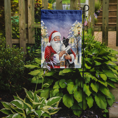 Border Collie with Santa Claus Garden Flag