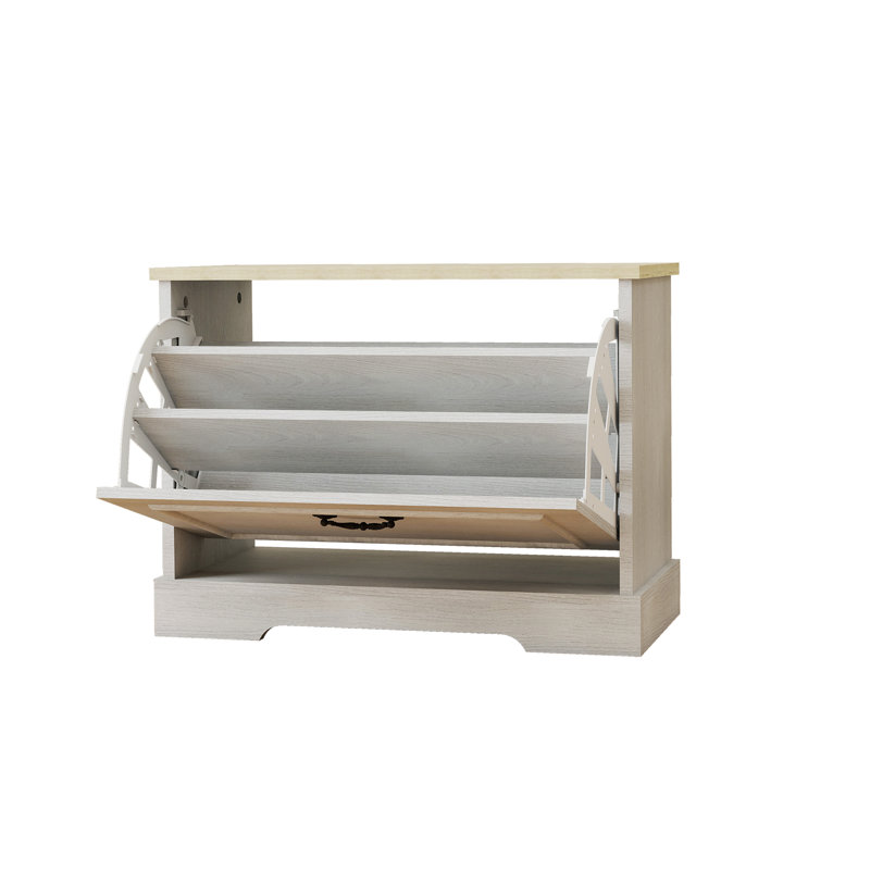 Banc de rangement pour chaussures avec 1 tiroir rabattable, petite armoire à chaussures avec tablette réglable