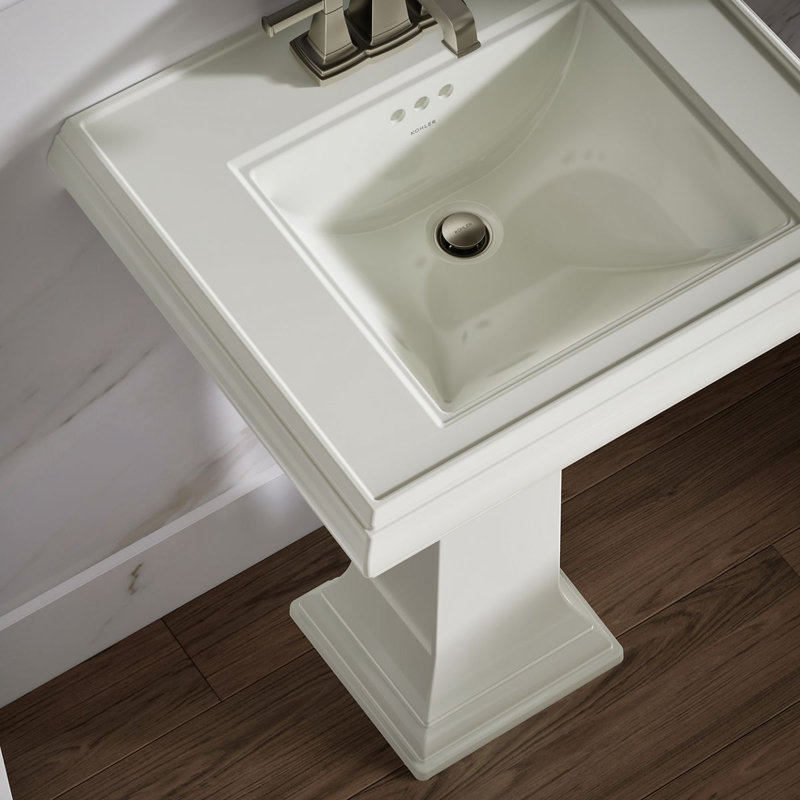 Memoirs®  Pedestal Tall Bathroom Sink with Overflow, Dune, 4" Centers
