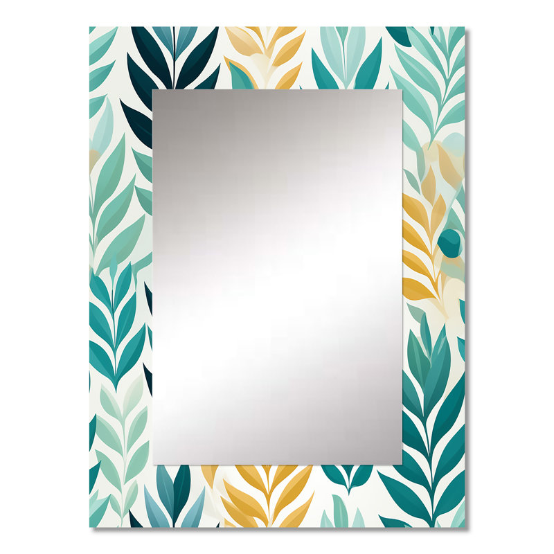 Plantes, motif de rêve bohémien vert - miroir décoratif botanique, miroir mural botanique, impression d'art en métal
