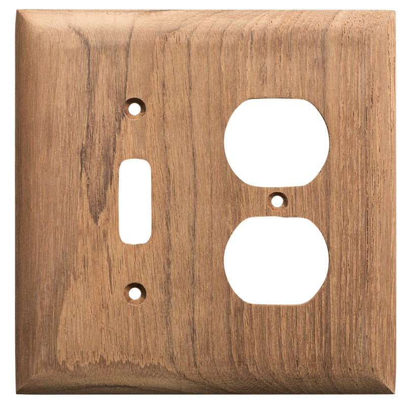 Teak Duplex Toggle Switch Combination Plate