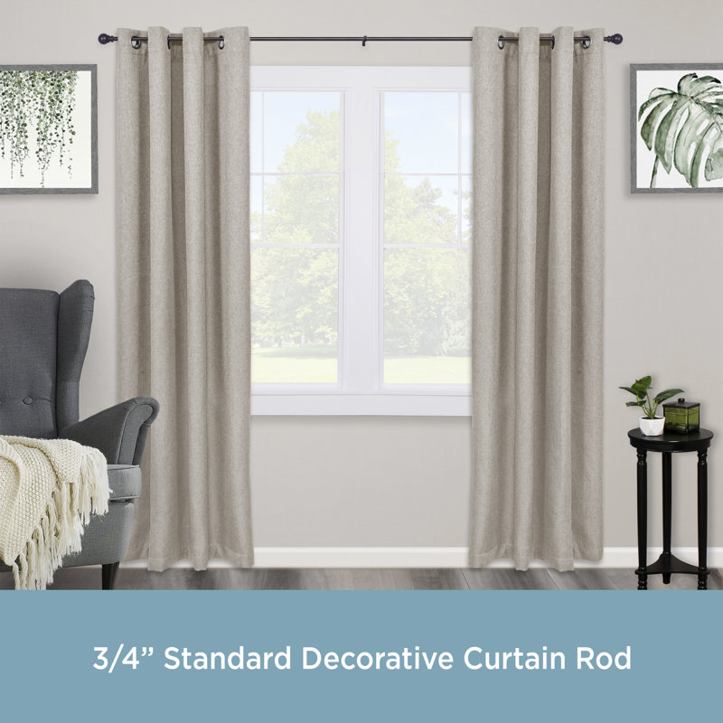 Manchester Adjustable 0.75" Single Curtain Rod, 66" - 120", Bronze