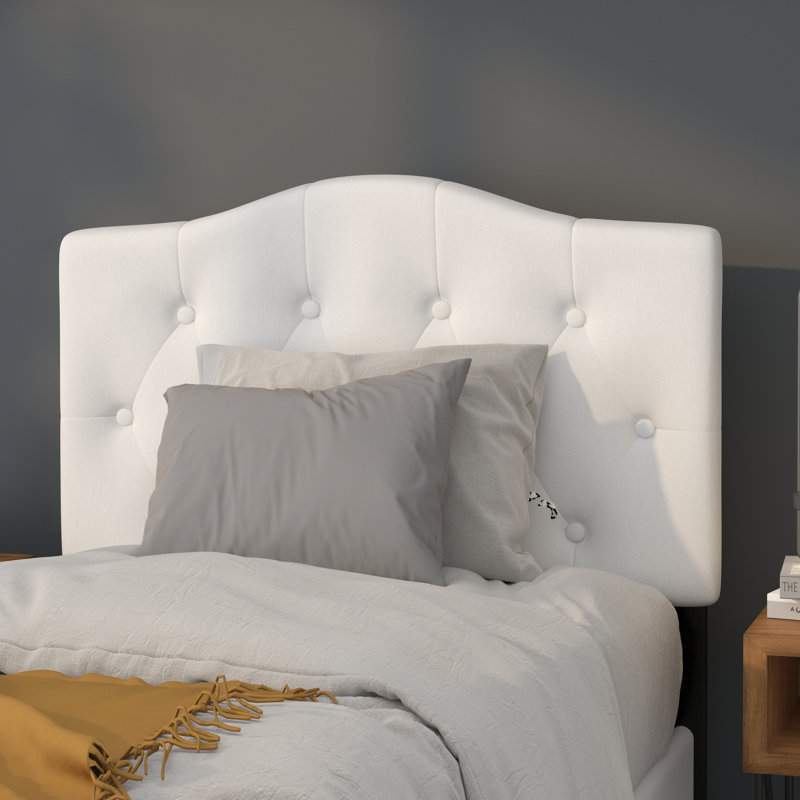 Ciriaca Arched Button Tufted Upholstered Headboard, Twin, White