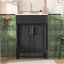 Meuble-lavabo exquis avec lavabo en céramique intégré et armoire à deux portes, parfait pour les petites et moyennes toilettes avec rangement intelligent et design élégant