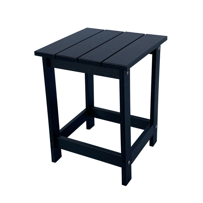 Arenijus HDPE Weather-Resistant Modern Adirondack Chair with Side Table Set, Black