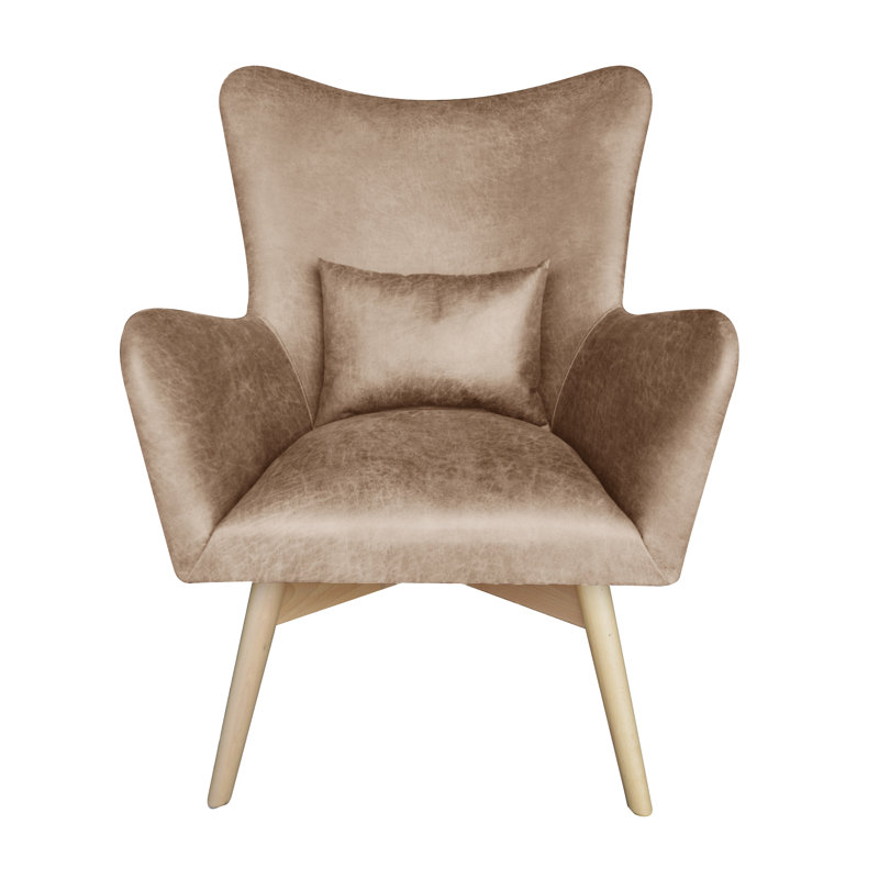 Wesley Upholstered Wingback Chair, Beige
