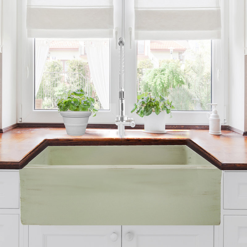 Vineyard Fireclay 29.75" L x 19.75" W Farmhouse Kitchen Sink, Shabby Green