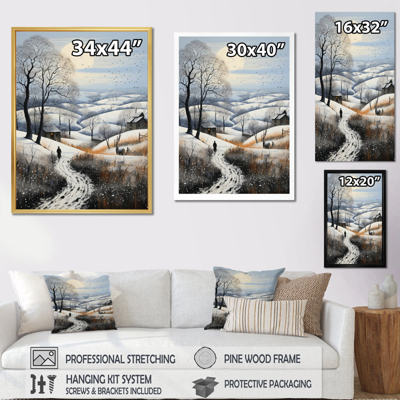 «Countryside Snowy Minimalisme Winter II», reproduction sur toile tendue, H 40 po x l 30 po