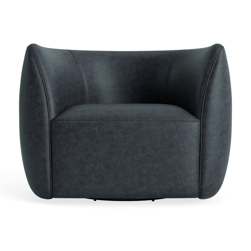 MTO - Council Swivel Lounge Chair, Ink Leather