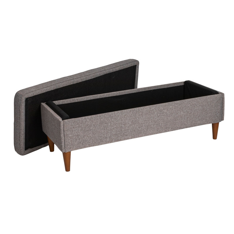Banc de rangement Atley, Tissu gris