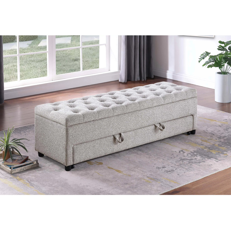 Repose-pieds en tissu texturé, Beige