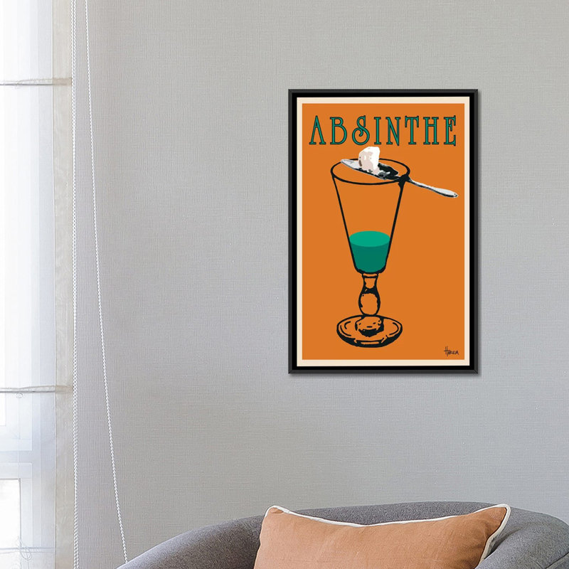 « absinthe », impression sur toile, H 26 po x l 18 po x P 1,5 po, Toile avec cadre noir, Pas de tapis