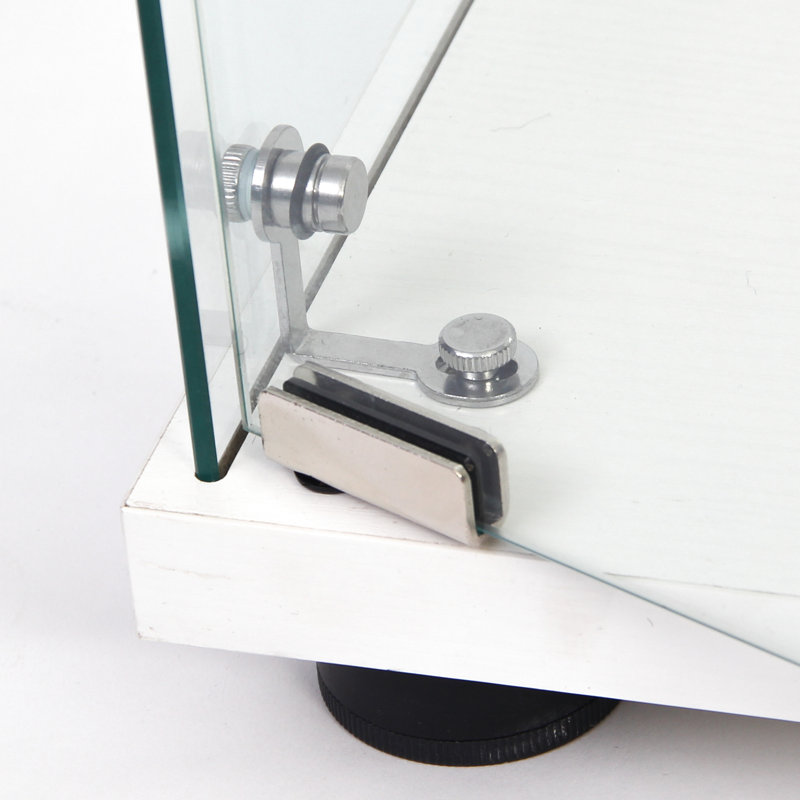 3 Shelves Glass Display Cabinet With One Door - White For Office, Bedroom, Living Room Standing Floor Quick Installation
