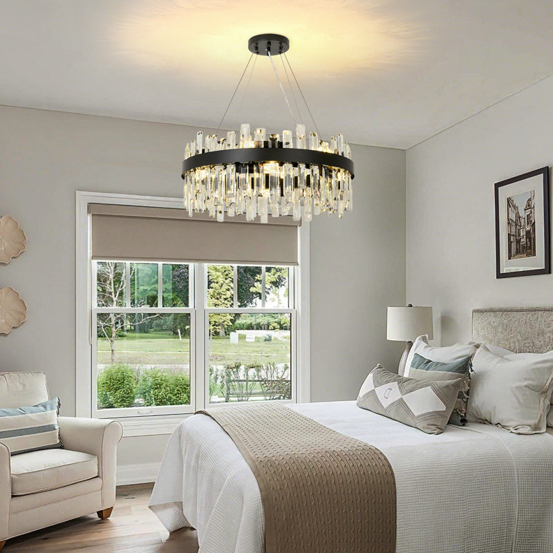 Bartolome Crystal Chandelier, 12 Lights, Matte Black, 24cm H x 60cm W x 60cm D