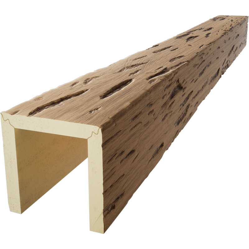 Poutre de plafond 3 côtés Pecky Cypress Endurathane, 10"H x 12"W, Crème au beurre, 14'L