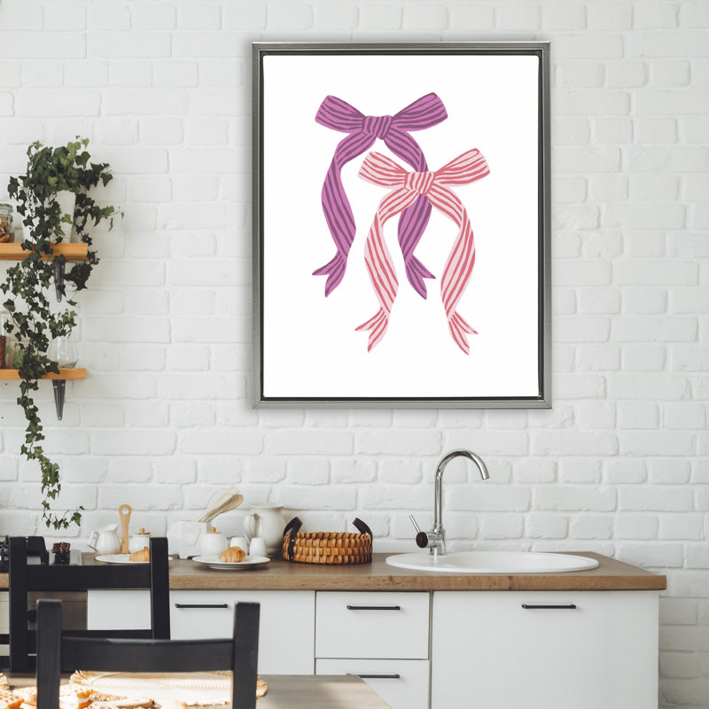 Cadre flottant à double nœud magenta et rouge, design par Krissy Mast, H 31 po x l 25 po, Cadre flottant gris lustré