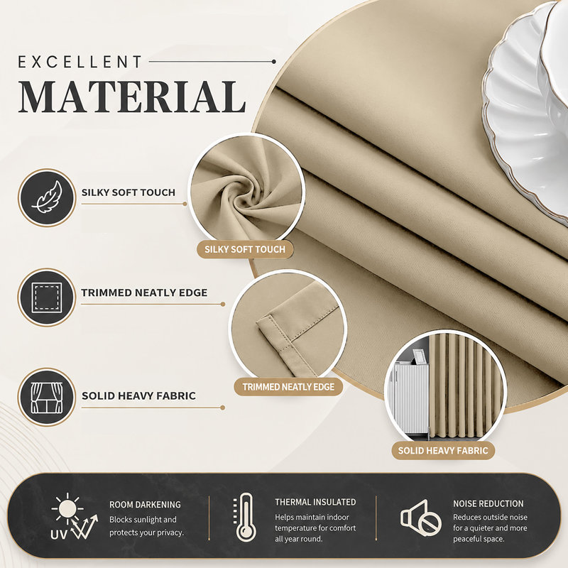 Kensington Homeware Blackout Thermal Room Darkening Pencil Pleat Window Curtain Pair  , Cream, 168cm Width x 228cm Drop