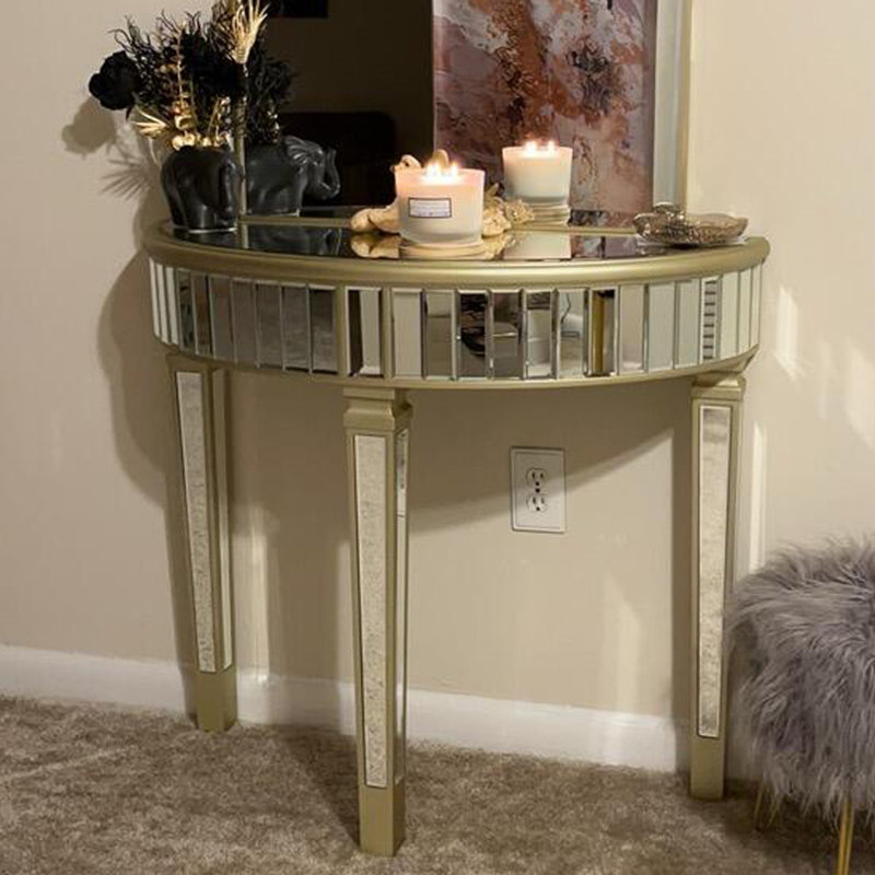 Ancuta 90cm Glass Console Table, Gold