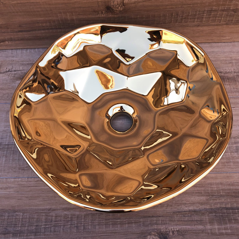 Juvia 15.7'' Gold Ceramic Circular Bathroom Sink