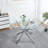 Round Dining Table With Cross Metal Leg And Glass Top-1396574355