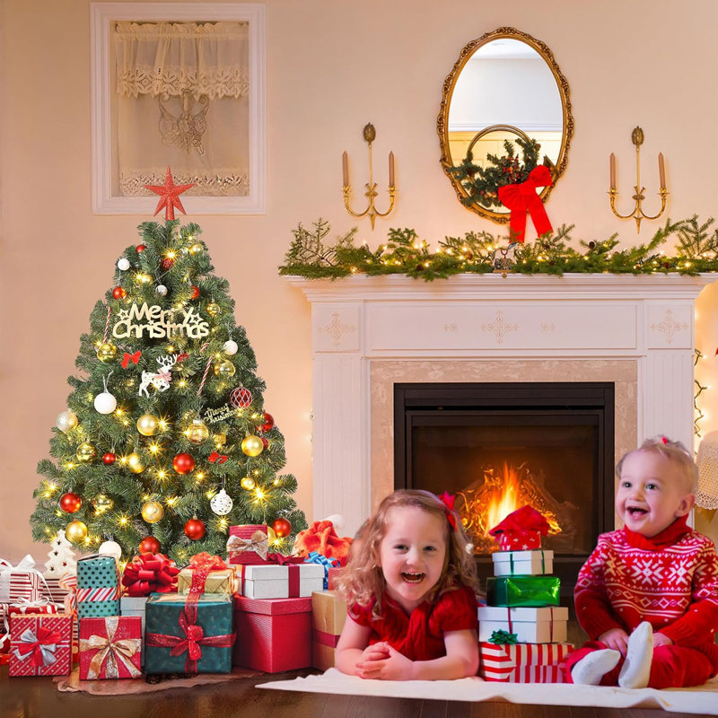 Arbre de Noël artificiel épinette de qualité supérieure pour la maison, le bureau, la décoration de fête avec 1450 pointes de branches, assemblage facile, charnières en métal et base pliable