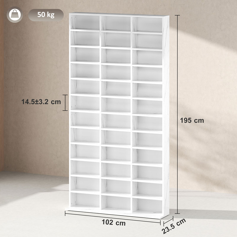 HOMCOM DVD CD Media Storage Rack, Video Display Unit, Marble Effect