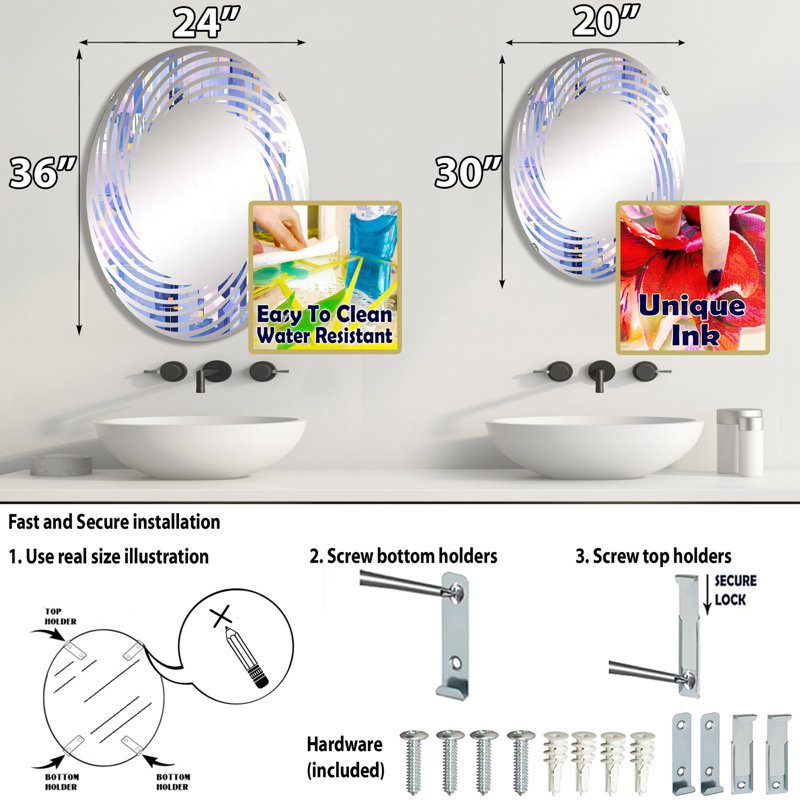 Miroir mural Spiral, L 20 po x H 30 po